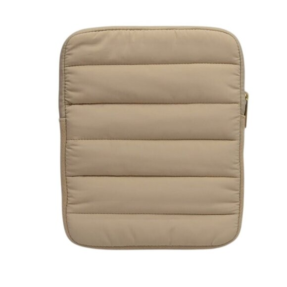 Vandel Beige Quilted Laptop Sleeve With Gold Zipper Closure - Picture 2 of 4